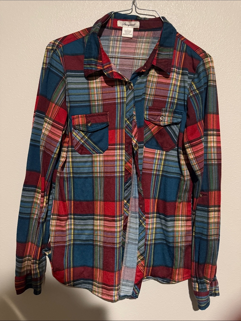 Passport Red & Blue Plaid Button-Front Shirt Jacket